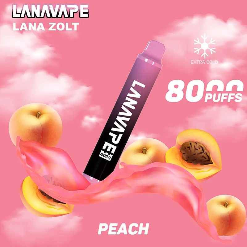 LANA ZOLT 8000 大容量拋棄式電子煙,多達 23 種風味(台灣)桃子