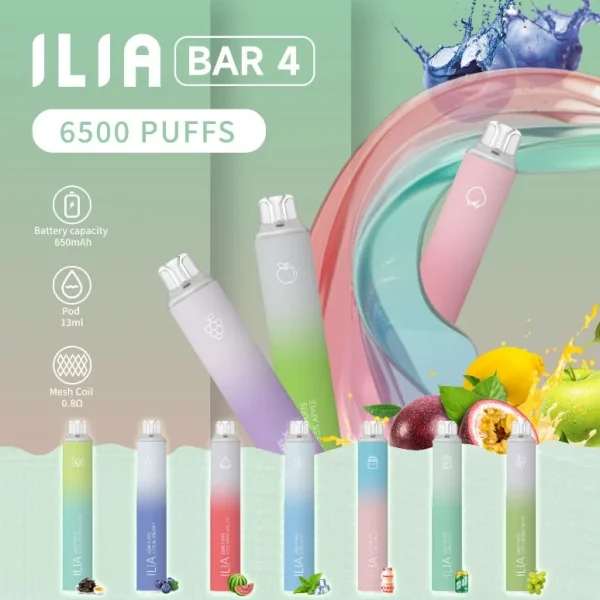 ILIA哩亞6500口一次性電子煙-哩亞四代大容量拋棄式主機-台灣現貨-7-11全台速遞貨到付款