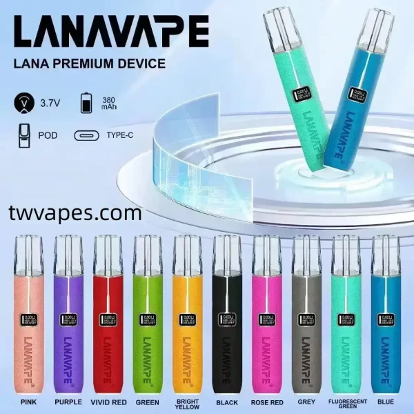 LANA皮革電子煙主機,具備液晶顯示螢幕與金屬邊框,展現義大利進口皮革奢華質感