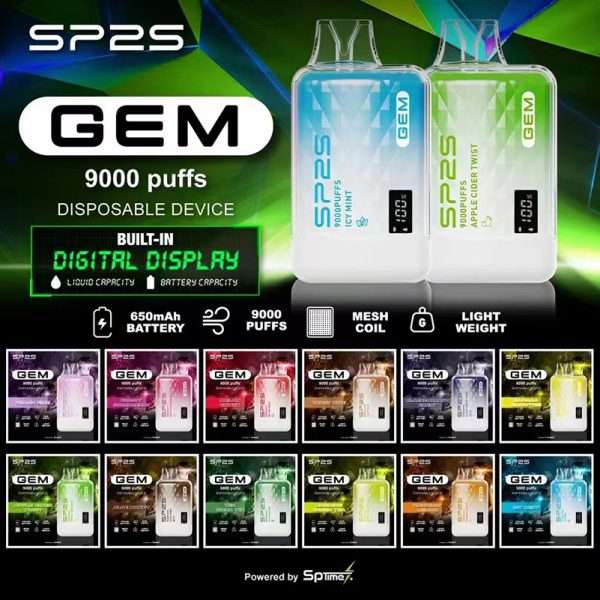 SP2S 思博瑞 GEM9000 拋棄式電子煙,水晶外殼設計,9000 口長效續航