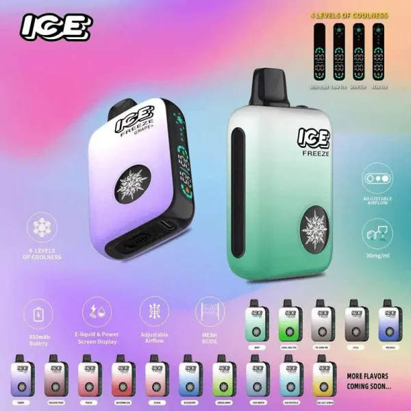 ICE-FREEZE-10000口拋棄式電子煙-四段涼感可調雙網芯智慧主機-台灣現貨-7-11全台速遞貨到付款